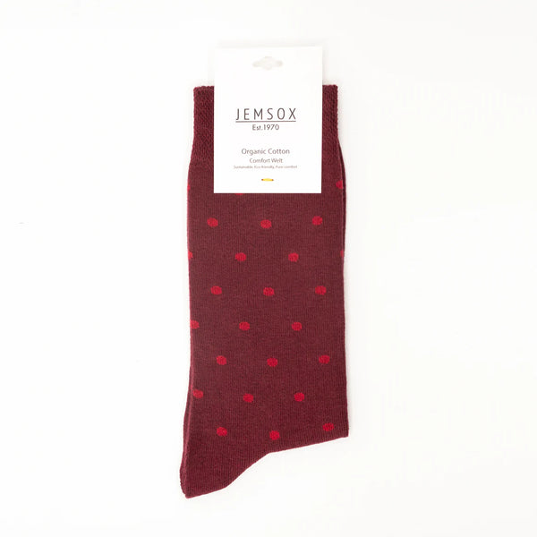 Burgundy Small Spot- Organic Cotton