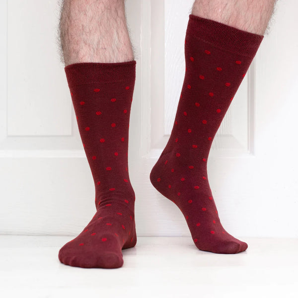 Burgundy Small Spot- Organic Cotton