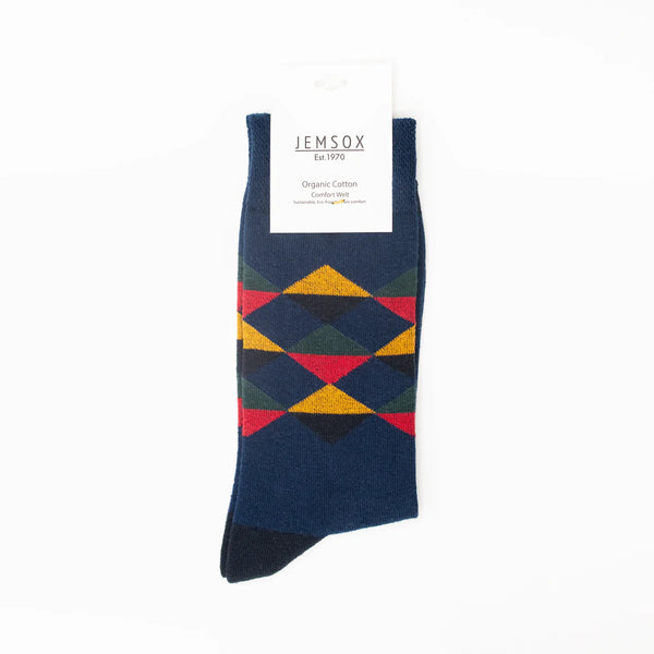 Classic Blue Multi Diamond Pattern - Organic Cotton
