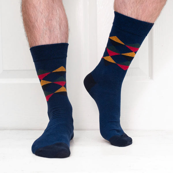 Classic Blue Multi Diamond Pattern - Organic Cotton