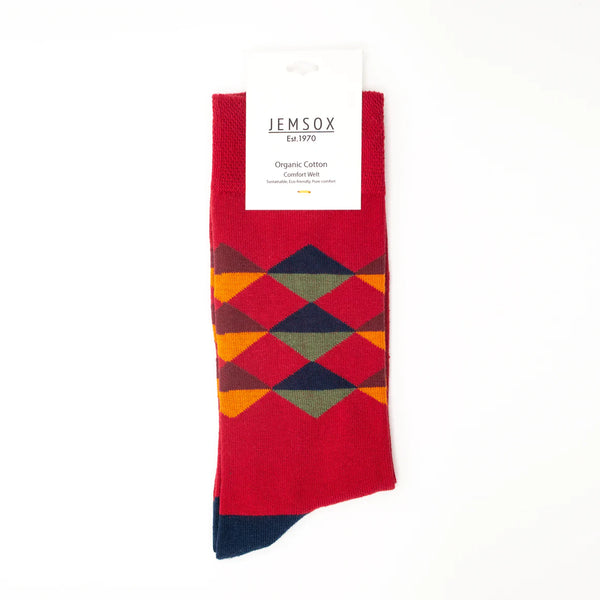 Red Multi Diamond Pattern - Organic Cotton