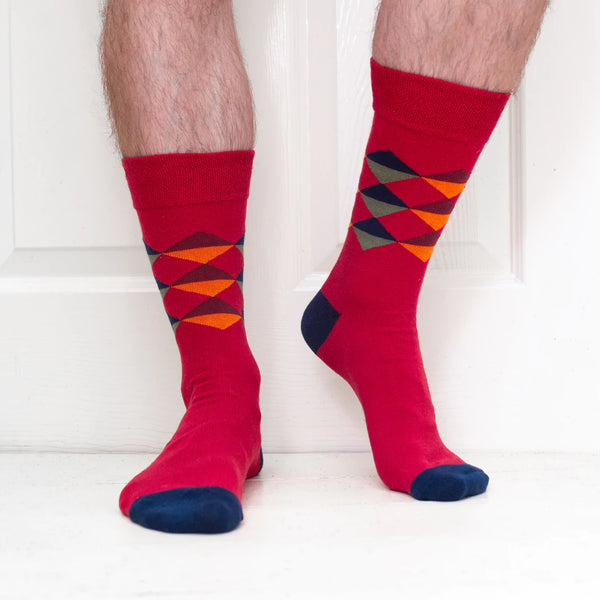 Red Multi Diamond Pattern - Organic Cotton