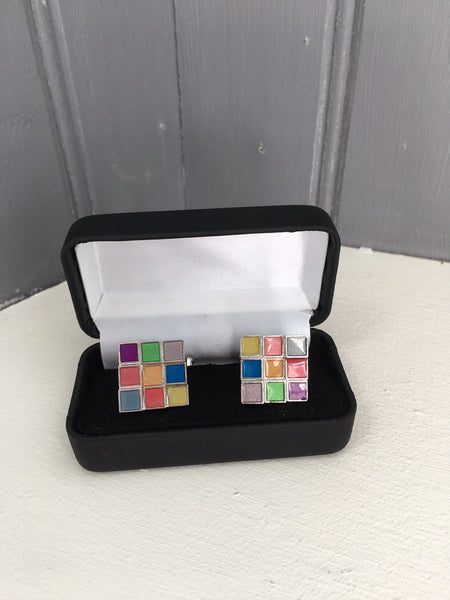 Multi Coloured Square Cufflinks