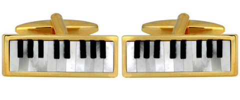 Piano Keyboard MoP & Onyx Gold Cufflinks