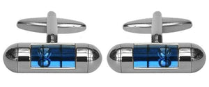 Spirit Level Blue Rhodium Cufflinks