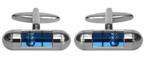 Spirit Level Blue Rhodium Cufflinks