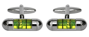 Spirit Level Green Rodhium Cufflink