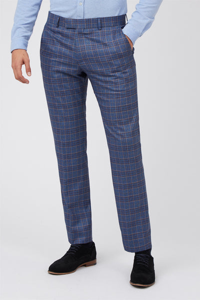 Slim Fit Navy Blue 2-Piece With Multi Overcheck