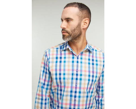 Pink Large Check Long-sleeve Shirt