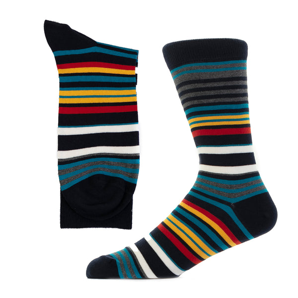 Multi Stripe Navy/Grey/Yellow - Organic Cotton