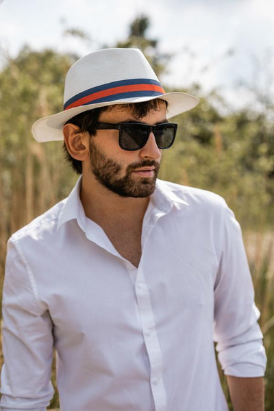 Teardrop Fedora with Navy/Red Band